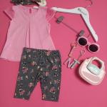 SET T-SHIRTS AND PANTS AND BONDANA FOR BABY GIRLS