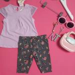 SET T-SHIRTS AND PANTS AND BONDANA FOR BABY GIRLS