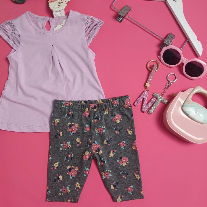 SET T-SHIRTS AND PANTS AND BONDANA FOR BABY GIRLS