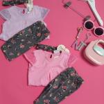 SET T-SHIRTS AND PANTS AND BONDANA FOR BABY GIRLS